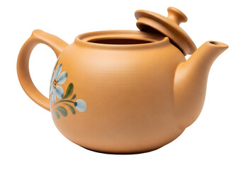Ceramic Teapot with Floral Design and Handle.