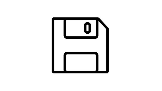 Floppy Disk Motion Icon. Retro floppy disk animation commonly used as a symbol for saving digital files and data.