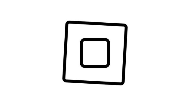 CPU Or Processor Motion Icon. Minimalist line art animation of a computer processor or CPU chip representing hardware and intelligence.
