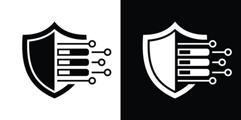 security technology logo. cyber security intelligence data protection with overlapping digital