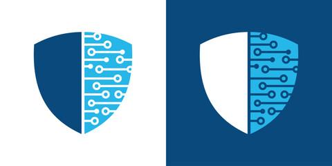 security logo. cyber security intelligence data protection with overlapping digital