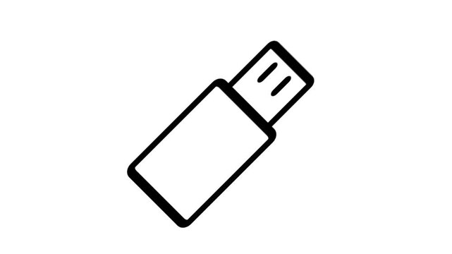 USB Flash Drive Motion Icon. Minimalist animation of a USB flash drive for data storage, file transfer, and digital memory.