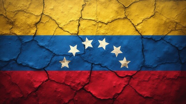 Venezuela background pattern template - Abstract stone concret wall texture in the colors of national venezuelan flag 
