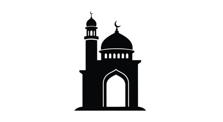 Obraz premium Mosque Silhouette with Minaret and Dome Islamic Architecture