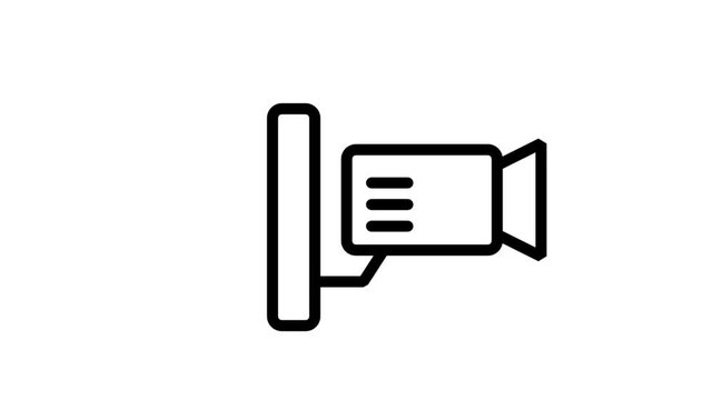 CCTV Wall Camera Animation Icon. Animated line icon of a security camera mounted on a wall for surveillance and protection.