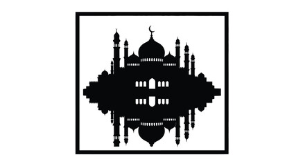 Obraz premium Islamic Mosque Silhouette Design Element on White Background