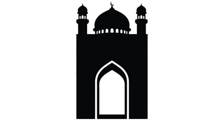Islamic mosque silhouette with domes and minarets in minimalist design © MstParvin