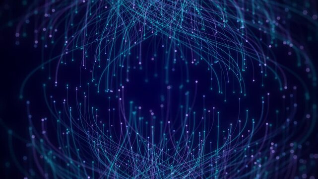 Abstract Neural Network Graph Visualization, AI Machine Learning Data Classification. Connected Nodes and Flow Lines, Big Data Technology Abstract Background for Artificial Intelligence Communication