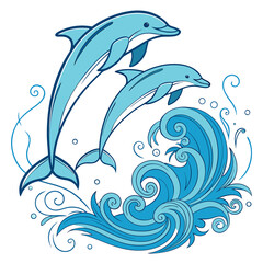 Obraz premium Dynamic Jumping Fish with Water Splash Illustration Sport Fishing Concept: Powerful Fish Leaping from Water Marine Life Graphic: Vibrant Jumping Fish Vector Outdoor Activity: Strong Fish Emblem for Fi