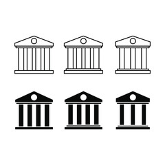 icon set bank, museum, column vector design template