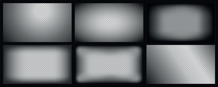 Black gradient overlay. Cinematic dark vignette, gradient fade, radial shadow photo border, film background for horror effect. Soft vector mask with blurred edge and glow, transparent screen textures