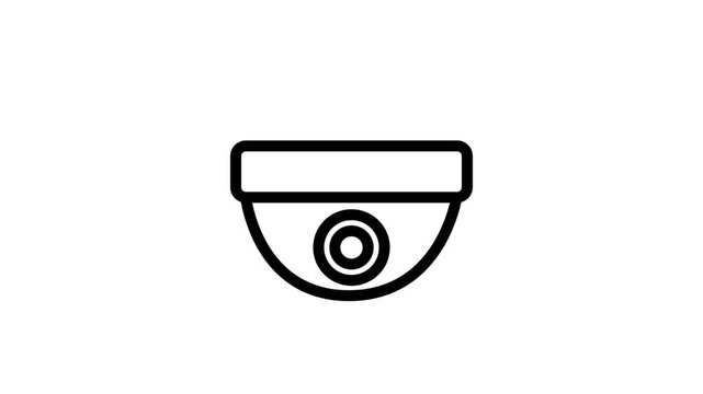 Dome Security Camera Animated Icon. Modern dome-style security camera animation representing indoor surveillance, safety monitoring, and digital protection systems.