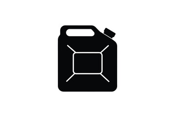 Black silhouette of a gasoline can or jerrycan, fuel container icon on a white background
