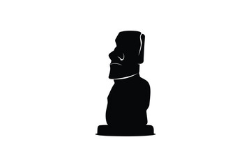 Moai statue silhouette from Easter Island, ancient stone sculpture, cultural heritage landmark, historical monument