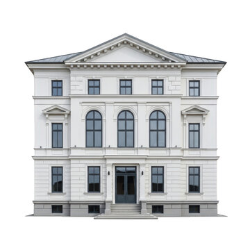 A grand neoclassical building with a prominent pediment and columns