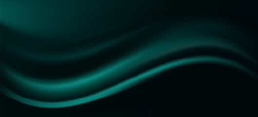 Dark green silk fabric luxury background. Vector texture pattern of wavy abstract satin cloth. Luxurious background of green silk fabric. Vector illustration