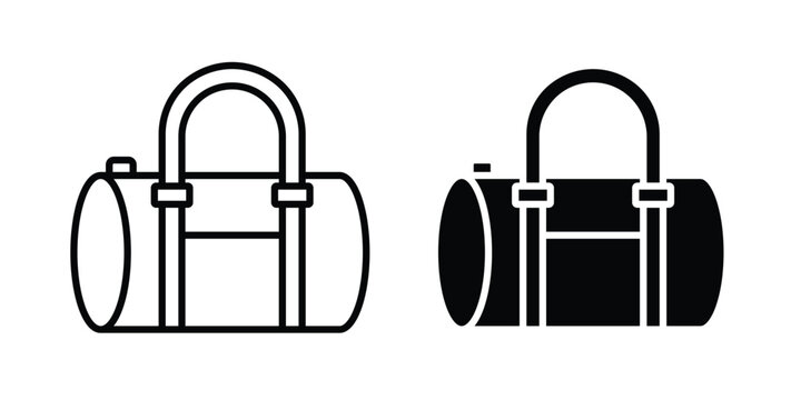 Barrel handbag icons in different styles. Simple icon design