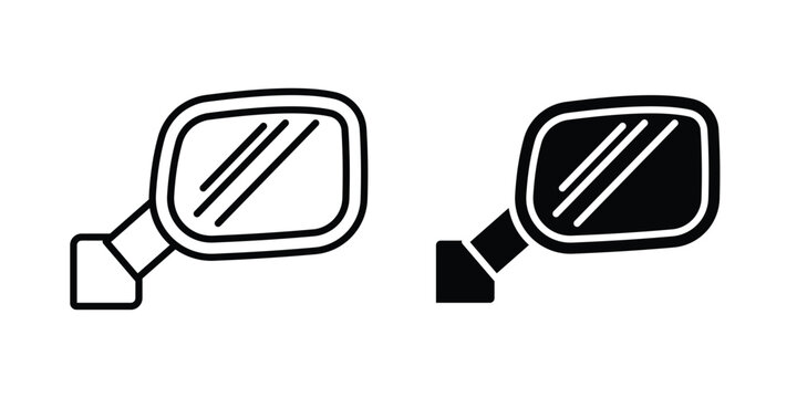 Car wing mirror icons in different styles. Simple icon design