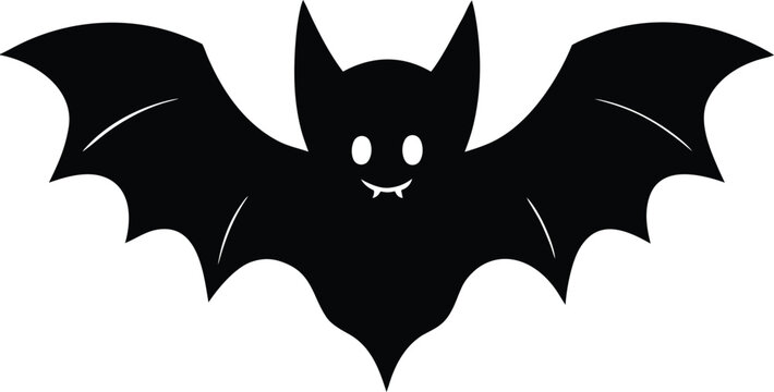 Cute Black Flying Bat Silhouette Vector