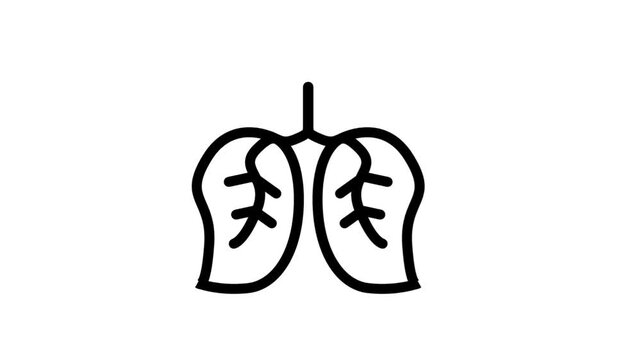 Eco Lungs Or Breath of Life Animation Icon. Creative line art animation of lungs shaped like leaves representing air quality and environmental health.