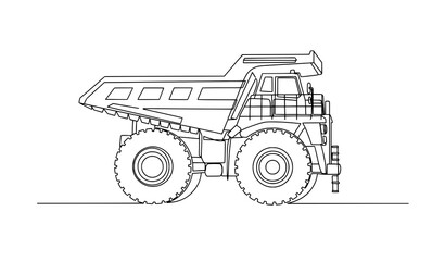Mining dump truck continuous line drawing heavy transport vector illustration © MdMahfizur