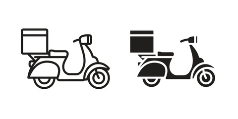 Delivery scooter icons in different styles. Simple icon design © Pop