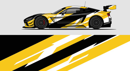 High-speed yellow and black race car dominating the track with dynamic design. © Lailatul