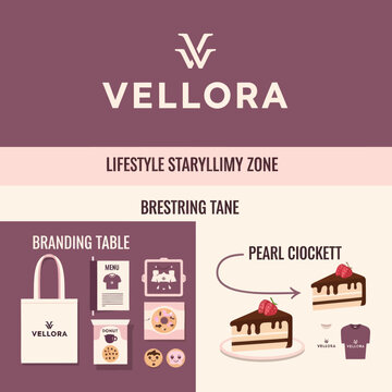 Vellora Lifestyle Branding Cake Packaging Design Elements.
