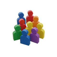Colorful Wooden Figures Represent Community and Diversity
