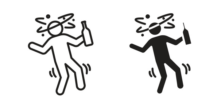 Drunk human icons in different styles. Simple icon design