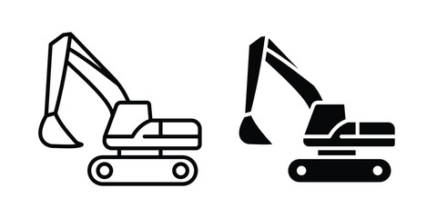 Excavator icons in different styles. Simple icon design