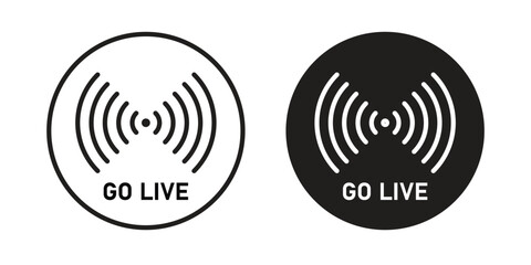 Go live icons in different styles. Simple icon design