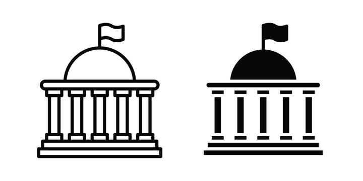 Government building icons in different styles. Simple icon design