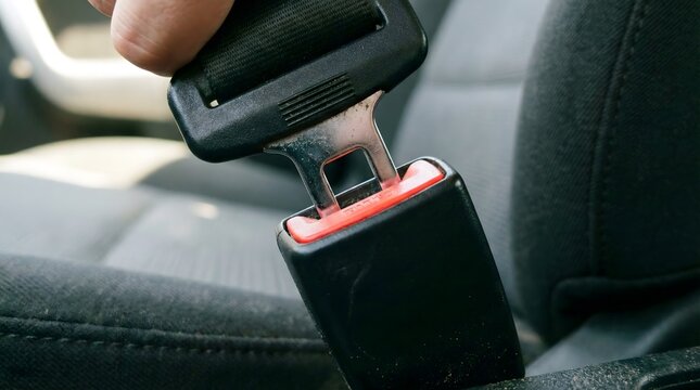 seatbelt buckle clicking in, safety precaution
