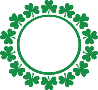 Green Shamrock Clover Circle Frame