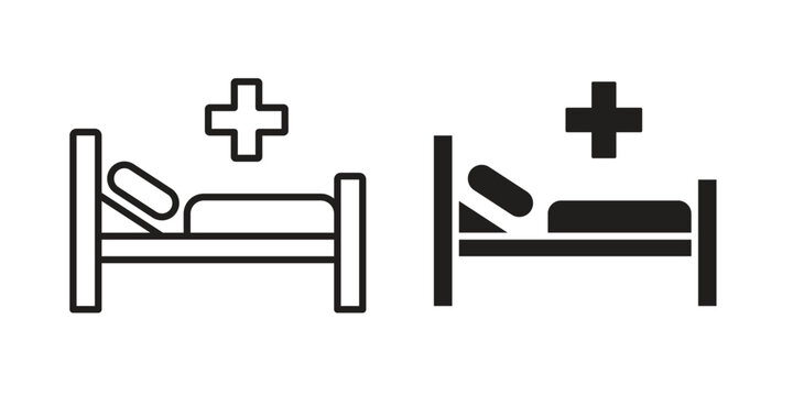 Hospital bed icons in different styles. Simple icon design