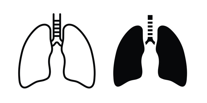 Human lungs icons in different styles. Simple icon design