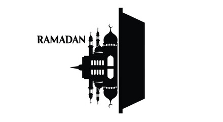 Ramadan mosque silhouette with minarets and domes on white background © SHANTI ICONSET