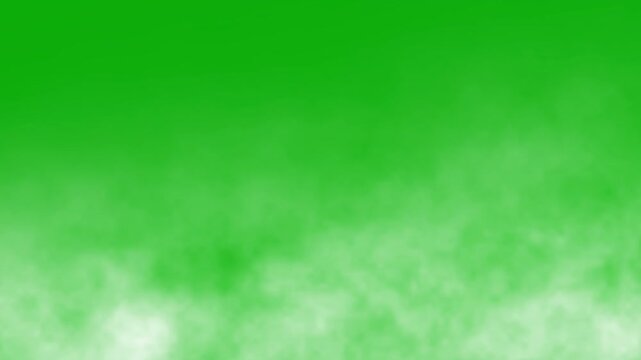 Moving white fog on green screen background. Floating atmospheric fog overlay effect. Slow motion of mist clouds. Smoke animation for creative Shots, compositing, visual effects. 4K Loop video footage