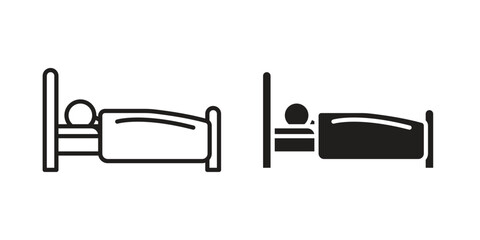 Laying in bed icons in different styles. Simple icon design