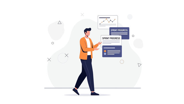 Agile software development manager tracking sprint progress and analytics