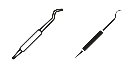 Periodontal scaler icons in different styles. Simple icon design
