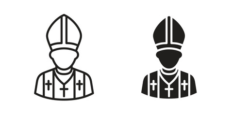 Pope icons in different styles. Simple icon design