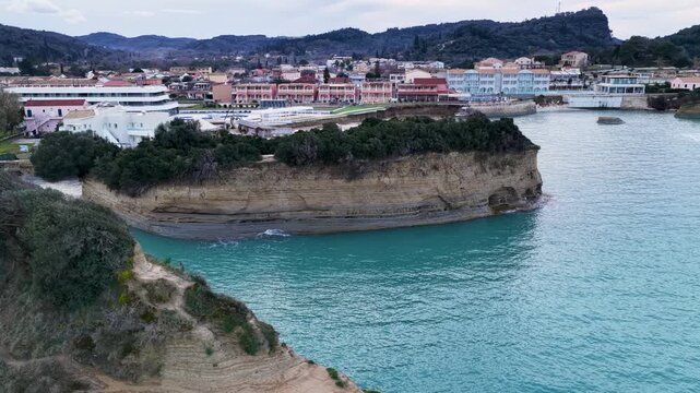 Scenic Aerial View of Green Topped Cliffs and Turquoise Waters at Canal d'Amour Sidari Corfu