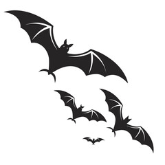 Fototapeta premium Flying Bats Silhouette and Majestic Eagle Illustration Set Halloween Night: Spooky Bats Swarm and Powerful Eagle Graphic Wildlife Art: Dynamic Eagle with Grunge Effect and Flying Bats Nature's Predato