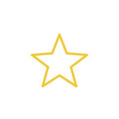 Obraz premium Simple Yellow Outline of a Five pointed Star Icon on White Background