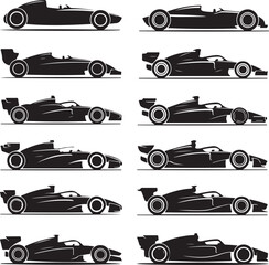 Obraz premium blacksilhouetteofvariousracingcars