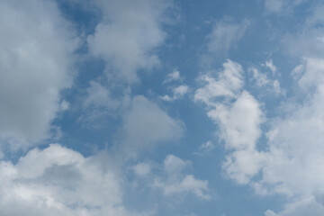 Obraz premium Scattered White Clouds Against Bright Blue Sky Background