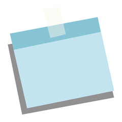 Stunning blue sticky note with tape on white background