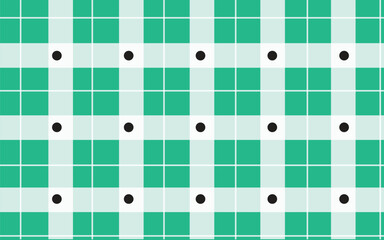 Vibrant green and white checkered pattern with black dots